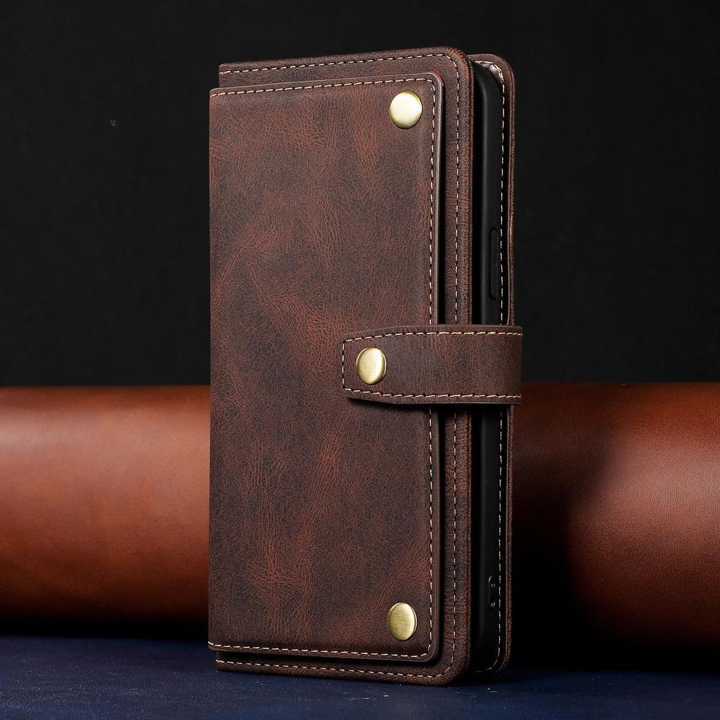 iPhone16 Retro Leather Case for Apple 12 & 14Pro: Flip Phone Protection with Multi-Function Card Slots