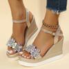Fashion Women Summer Wedge Heel Sandals Platform Sandals Strap Open Toe Chunky Bottom Casual Shoes 2024 Gold Silver Pink Sandals