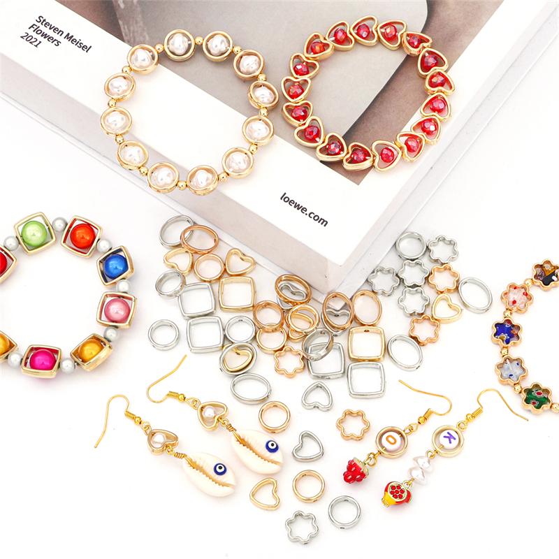 50 шт. CCB Любовь Сердце Цветок Квадратный Овальный Круг Рамка Бусины Разделители Разъемы DIY Ожерелье Браслет Серьги Подвески Аксессуары Для Изготовления Ювелирных Изделий