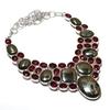 Pyrite Agate, Garnet Handmade 925 Sterling Silver Jewelry Necklace 18" O1s14