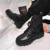 Осенне-зимние кожаные мужские ботинки на платформе, модные ботильоны с носками, мужские черные повседневные высокие берцы, уличная спортивная обувь, новинка