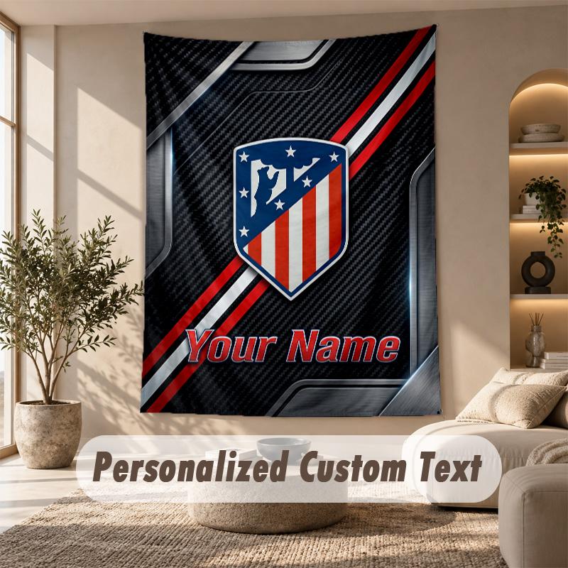 Tapestry Custom Name Text, Wall Hanging Tapestry Home Room DecorAtletico Madrid