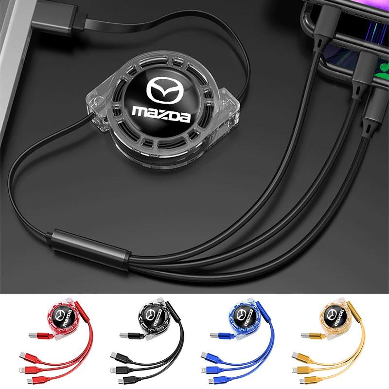 3 In 1 Charge Cable Cord Multi Port Charging Wire Line For Mazda 3 6 CX5 2 CX3 CX9 MX5 RX8 Axela Demio Atenza MS