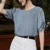 ZANZEA Женская повседневная летняя блузка с коротким рукавом в горошек