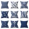 Наволочка 45x45 см с синим принтом, домашнее украшение, для спальни, гостиной, дивана, декоративная наволочка