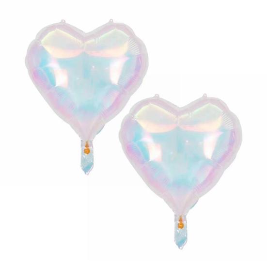 2 Pcs Iridescent 4D Balloons Large Holographic Foil Balloon Rainbow Mylar Aluminum Balloon for Birthday Wedding Baby Shower Party Decoration
