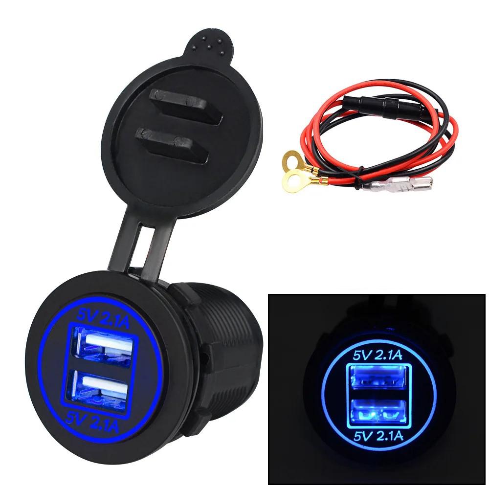 12/24 В двойной USB порт автомобильное зарядное устройство мотоцикл 5 В 4.2A зарядное гнездо водонепроницаемый быстрый адаптер для зарядки для транспортного средства лодки грузовика