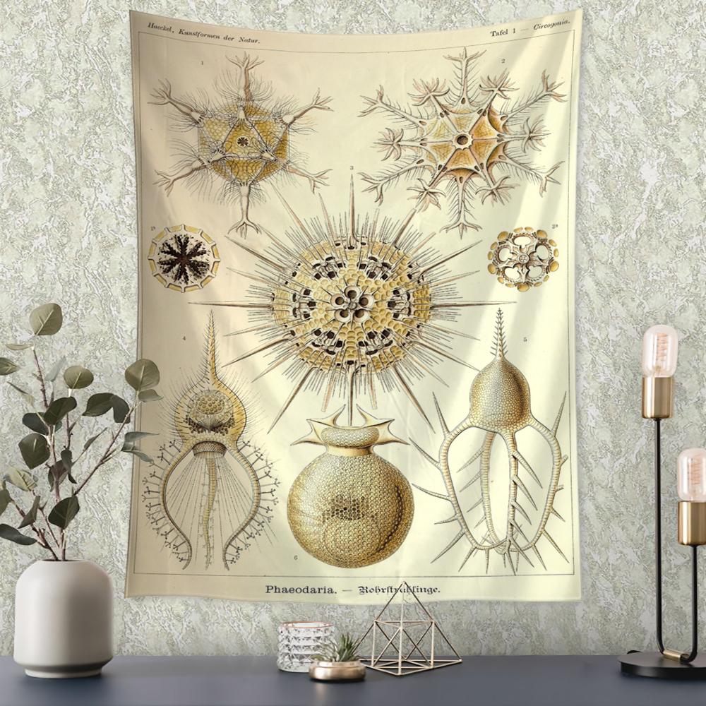 Карта идентификации подводных насекомых, настенный гобелен в богемном стиле, психоделическое колдовство, искусство, загадочный домашний декор