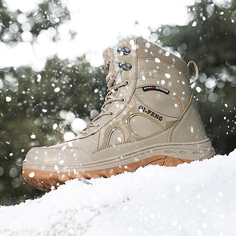 Thick Plush Lined Mens Winter Snow Boots Thick Platform Warm Non Slip Outdoor Waterproof Ankle Boots for Cold Weather Walking
