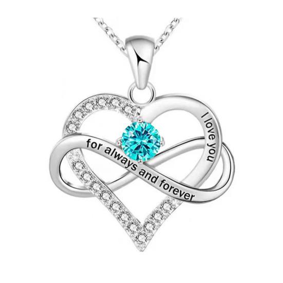 Ожерелье в форме сердца для женщин Романтичная подвеска в форме сердца с надписью «Я люблю тебя вечно» из кубического циркония