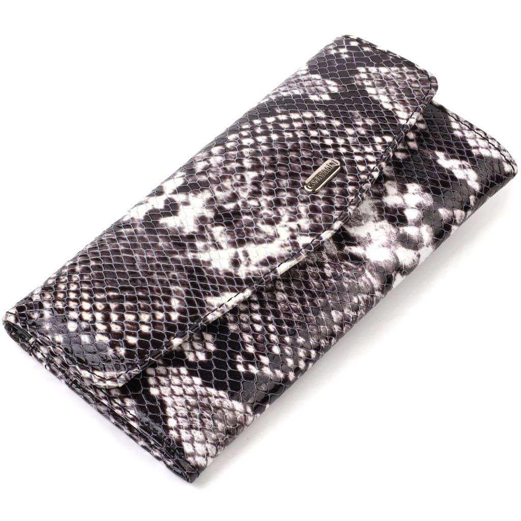 Women's Textured Wallet Made of Genuine Leather with Snake Embossing CANPELLINI 21692 Multicolored