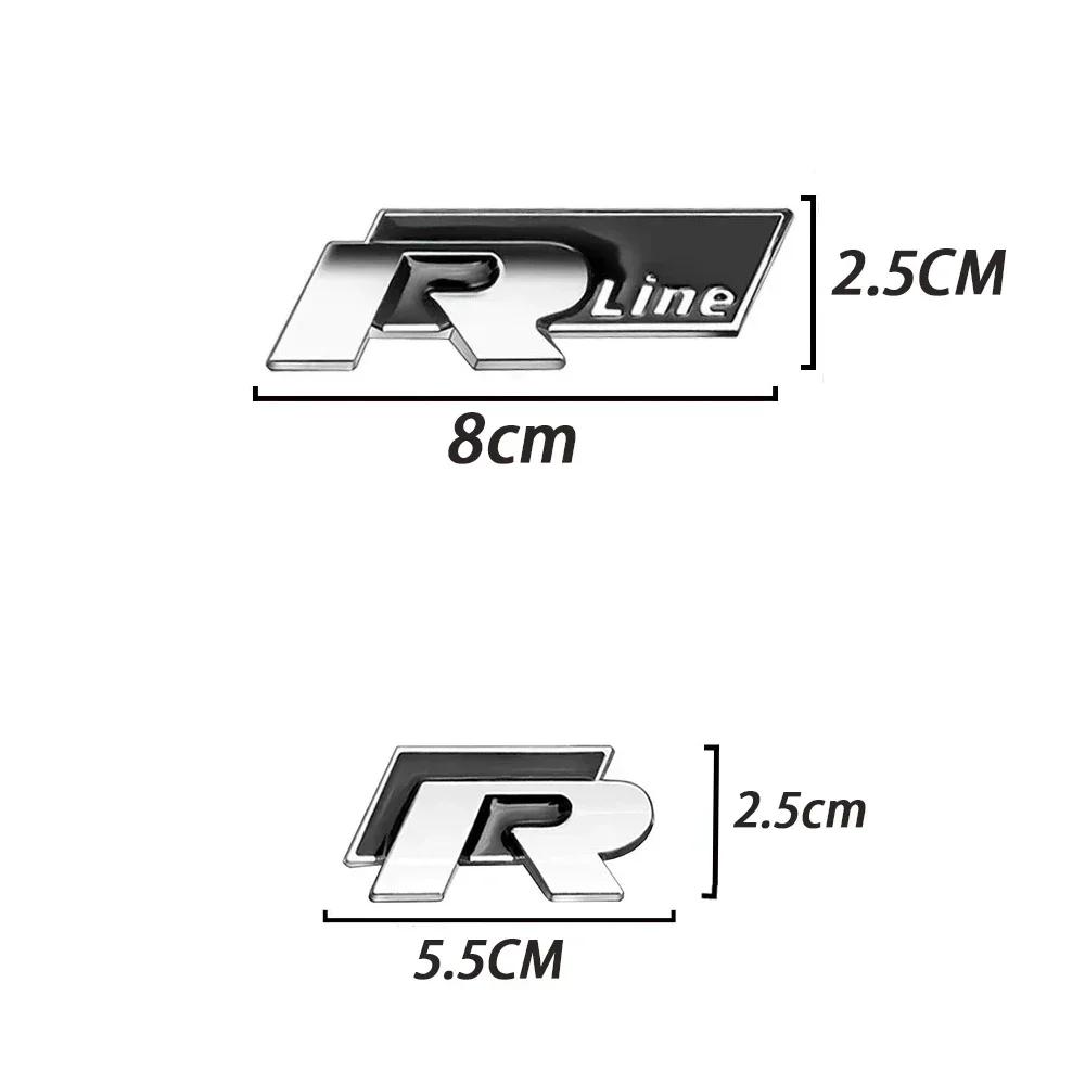 For VW New 1Pcs Metal Car Side Body Trunk Rline R Emblem Sticker For Volkswagen VW Golf 4 5 6 7 Bora MK7 Beetle Touran Tiguan GT MU2