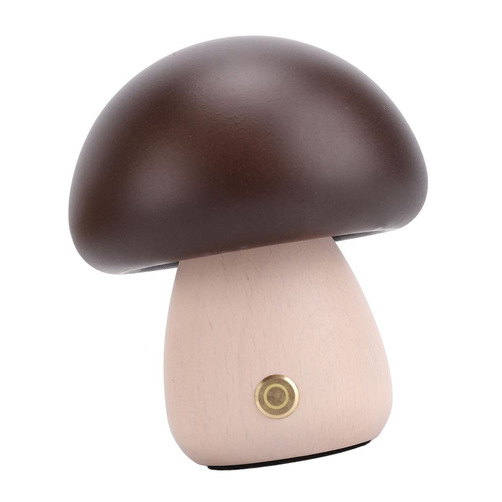 Small Wood Mushroom Lamp Night Light Cordless Bedside Touch Lamp USB Rechargeable 450mAh Battery