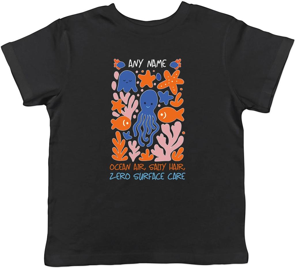 Personalised Ocean Air Salty Hair Zero Care Kids T-Shirt Boys Girls Gift