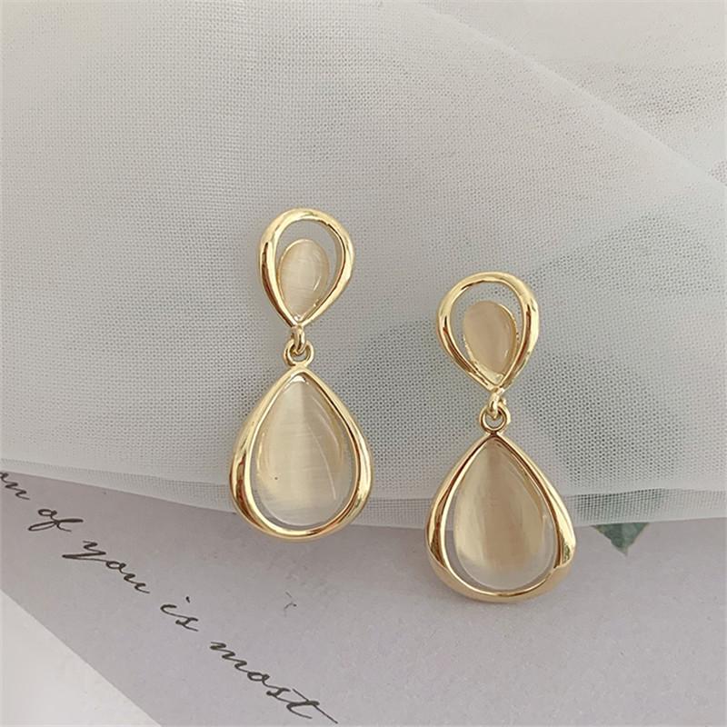 S925 silver needle opal stud earrings femininity geometric love premium earrings ins style Korean earrings collection