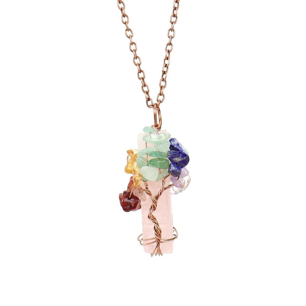 Tree Of Life Design Crystal Tree Of Life Irregular Crystal Crushed Stone Pendant  Gift For Women