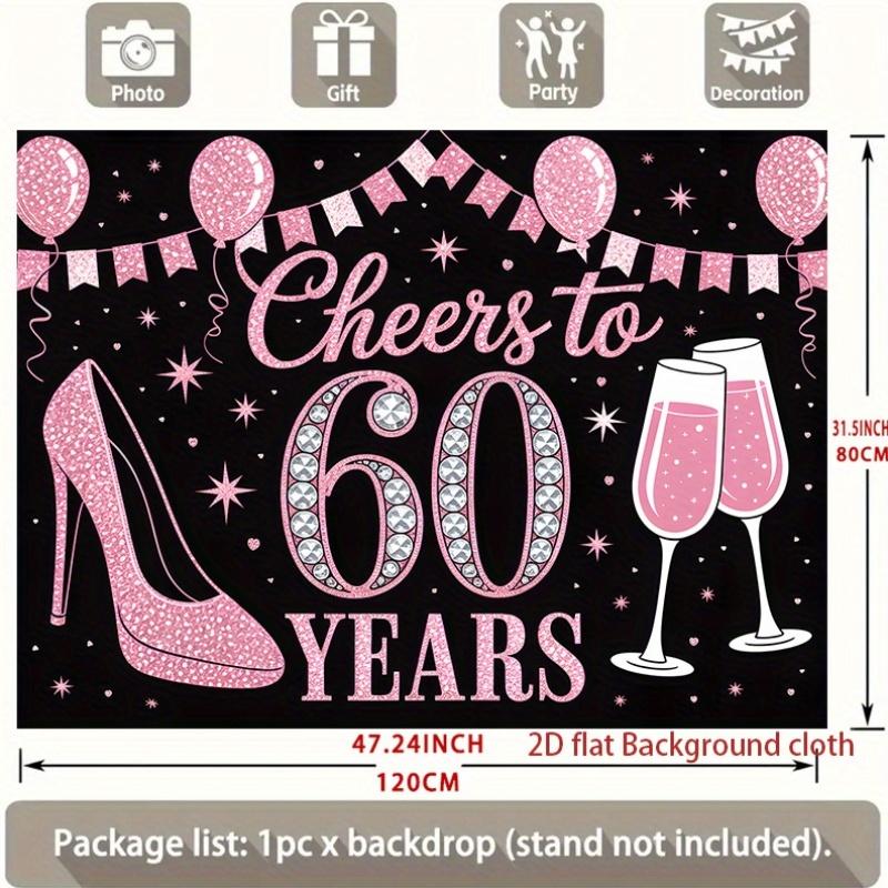 60th Birthday Party Backdrop Polyester Banner Photo Booth Decoration