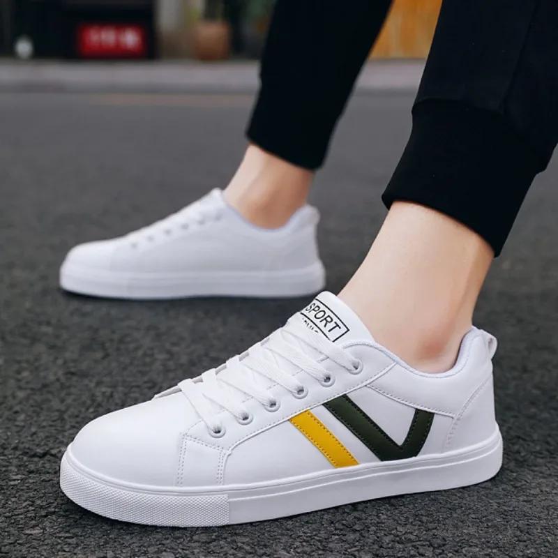 Мужская спортивная обувь Новая модная повседневная обувь Дышащая Легкая Плоская На шнуровке Белая Обувь для ходьбы Мужская Zapatillas Hombre