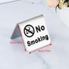 Stainless Steel No Smoking Sign Double-Sided Tabletop Warning Sign Plaque For Restaurant Public Places Hotel Office