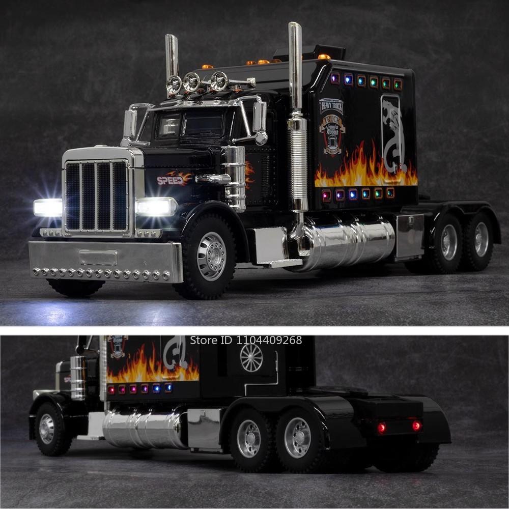 1:24 PETERBILT 389 Грузовик Игрушка Ходячий Трактор Модель Машины Сплав Литье под Давлением Звук Свет Модели Транспортных Средств Декор Салона Подарок