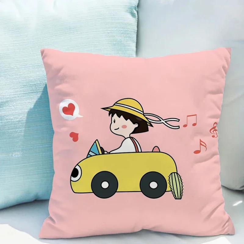 Chibi Maruko-chan Pillowcase Cushion Cover X Ornamental Pillows for Living Room Fall Decor Pillow Hugs Lounge Chairs Covers