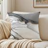 Grey White Abstract Marble Texture Ink Pillow Case Double-Sided Plush Sofa Cushion Covers Organic Breathable Invisible Zipper