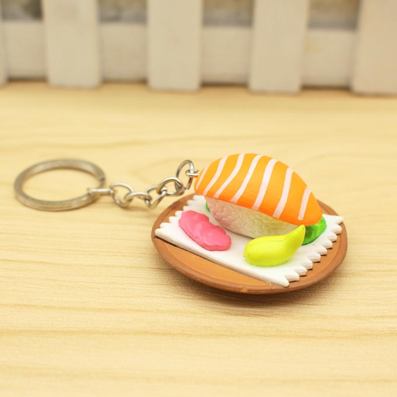 New Japanese Restaurant Sushi Salmon Simulation Food Keychain Pendant Creative Gift