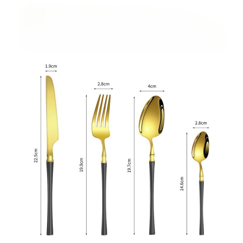 Нержавеющая сталь с небольшой талией, нож для западной еды/стейка, вилка и ложка, десертная ложка, столовые приборы, набор из 24 предметов, подарочный набор
