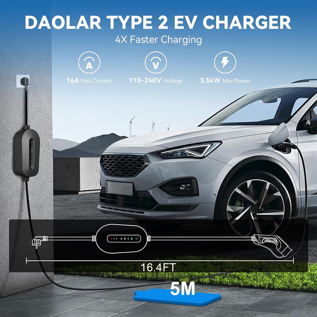 Зарядное устройство для электромобиля ТИП 2 3,5 кВт Кабель для зарядки электромобиля ТИП 2 Зарядная станция для электромобиля Wallbox EVSE для электромобилей Автомобили IEC 62196