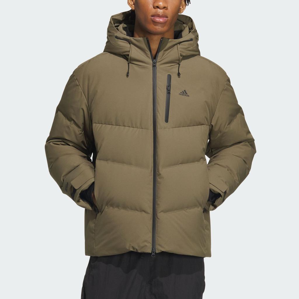 Adidas 800 Fill однотонный спортивный повседневный пуховик с капюшоном куртка унисекс оливково-зеленый IW0783