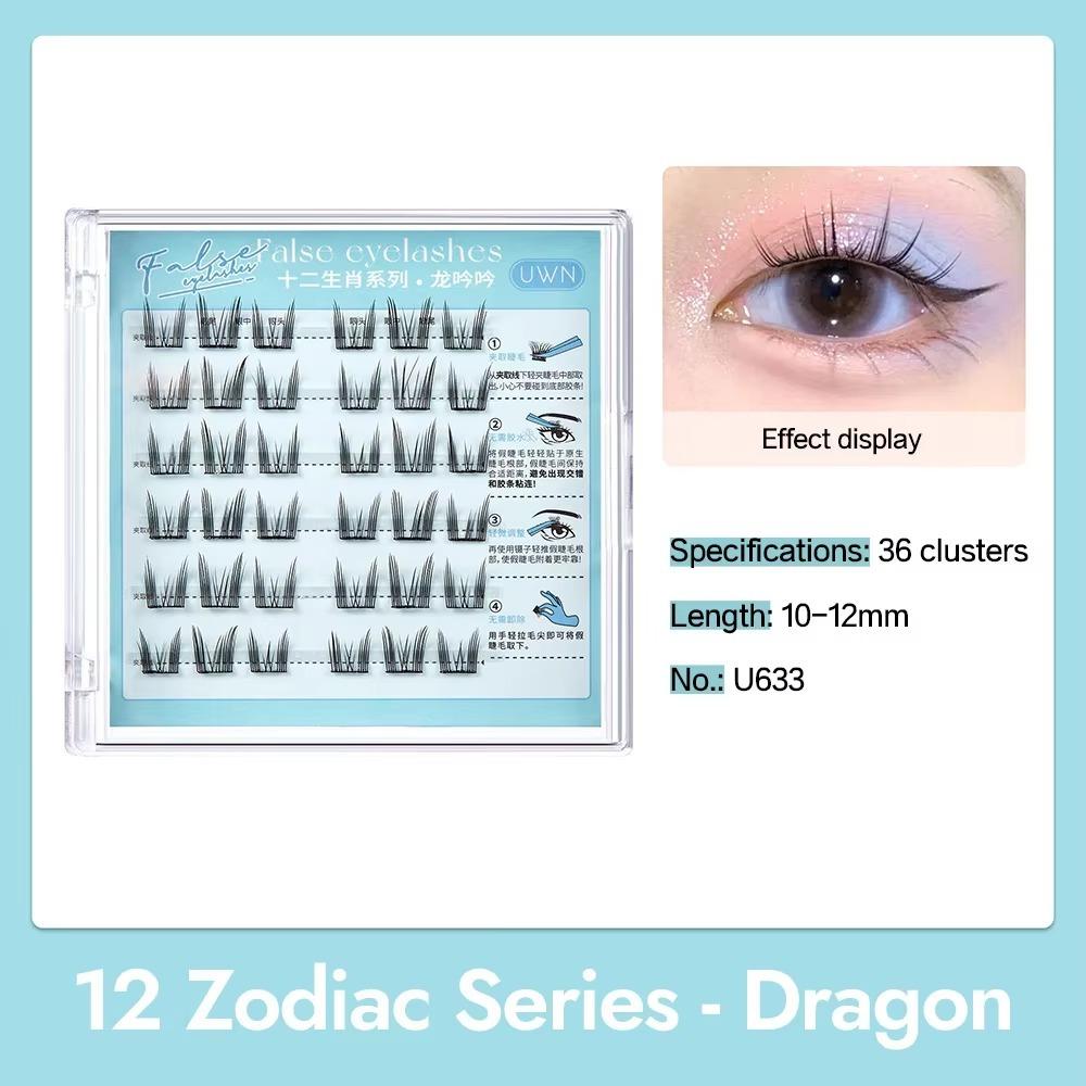 Press On Self Adhesive Cluster Lashes 12 Zodiac Series Individual Eyelash  DIY Eyelash Extension