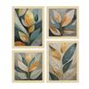 Paper Golden Leaves Botanical Art Paintings With Frame for Home Decor, Wall Painting for Living Room, Multicolor, Set of 4