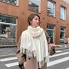 Women's Thickened Cashmere Wool Scarf - Versatile Autumn/Winter Shawl, Korean Style, White