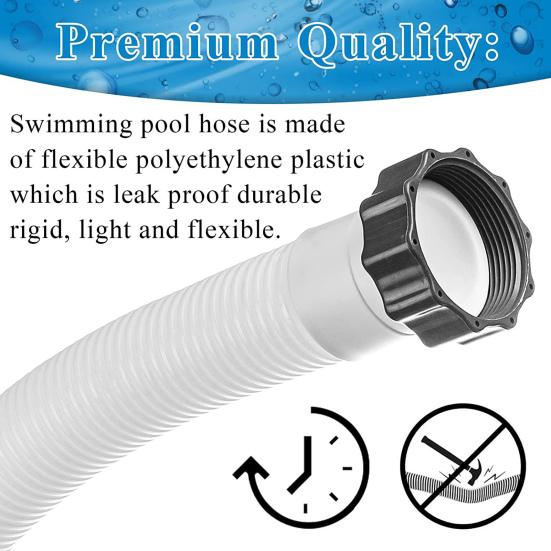 Stretchable Corrugated Structure Pool Hose with Clamps Easy Installation Pool Filter Pump Replacement Hose for INTEX Adapter