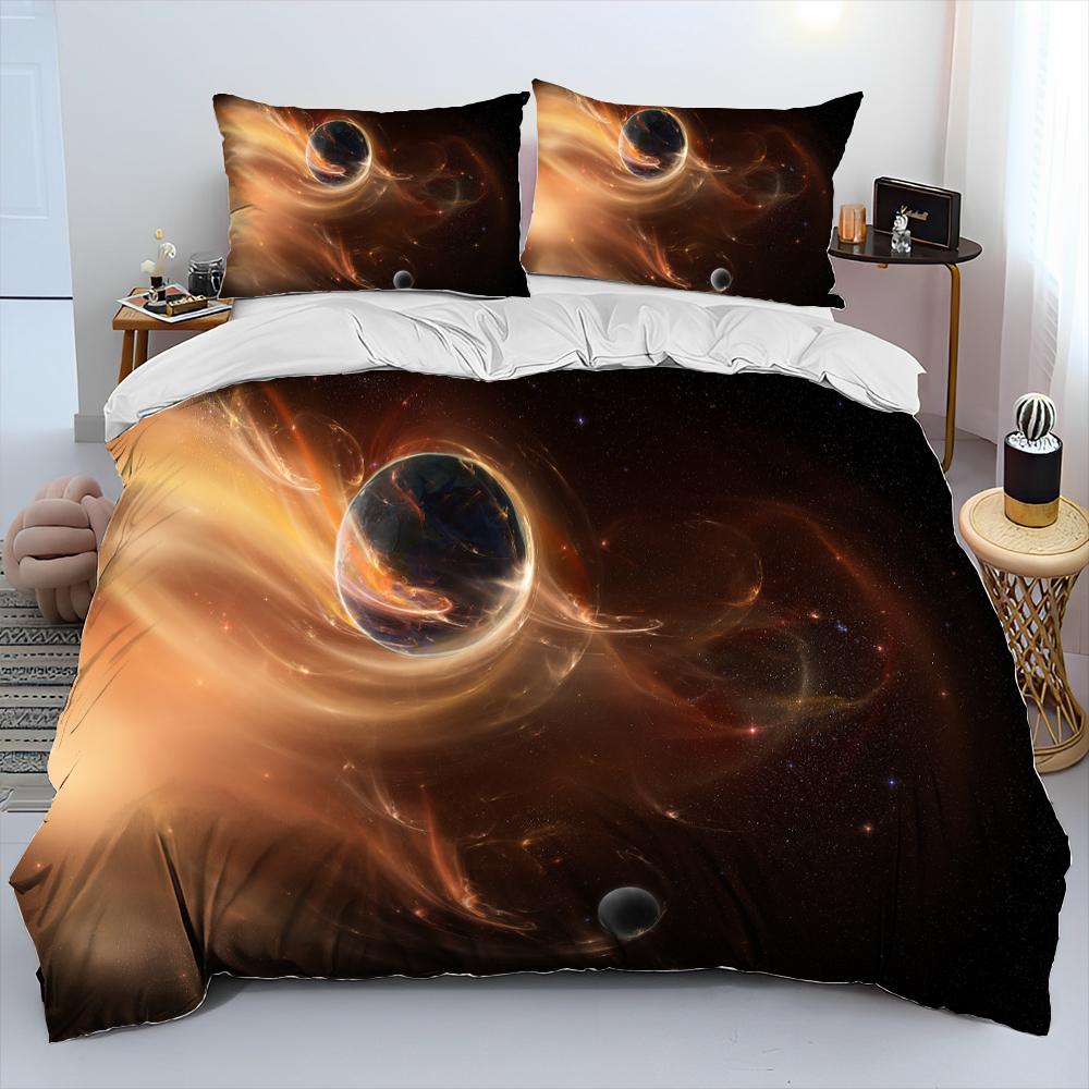 Комплект постельного белья с рисунком 3D Space Fixed Stars Galaxy Earth, пододеяльник, наволочка, комплект постельного белья размера King Queen