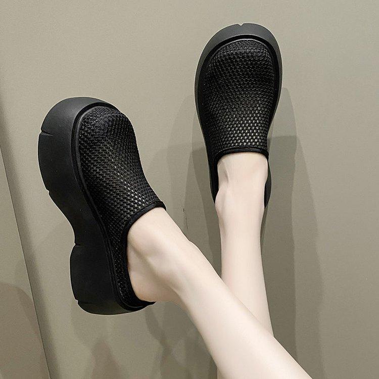 Fashion “Simple Comfort - Style” Mesh Slip - On Mules, Chunky Sole & Breathable Design, Ideal for Daily & Home Wear