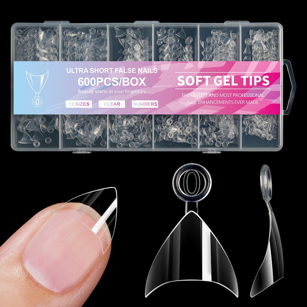 600 новых предметов для дизайна ногтей, ультра короткие накладные ногти