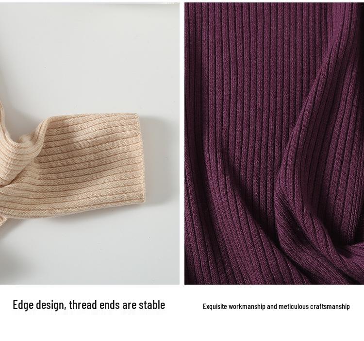 Women's High Neck 100% Wool Sweater - Seamless Knitwear for Autumn & Winter
