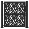 VidaXL Garden Gate Black 105x106 Cm Steel Leaf Design, Fence Gate, Outdoor Gate, Metal Gate, 4100959