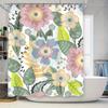 Набор штор для душа с цветочным принтомРозовый Зеленый Синий Желтый Белый Полотенце для ванны Декоративный Водонепроницаемый Жалюзи 6 Крючков для Ванной