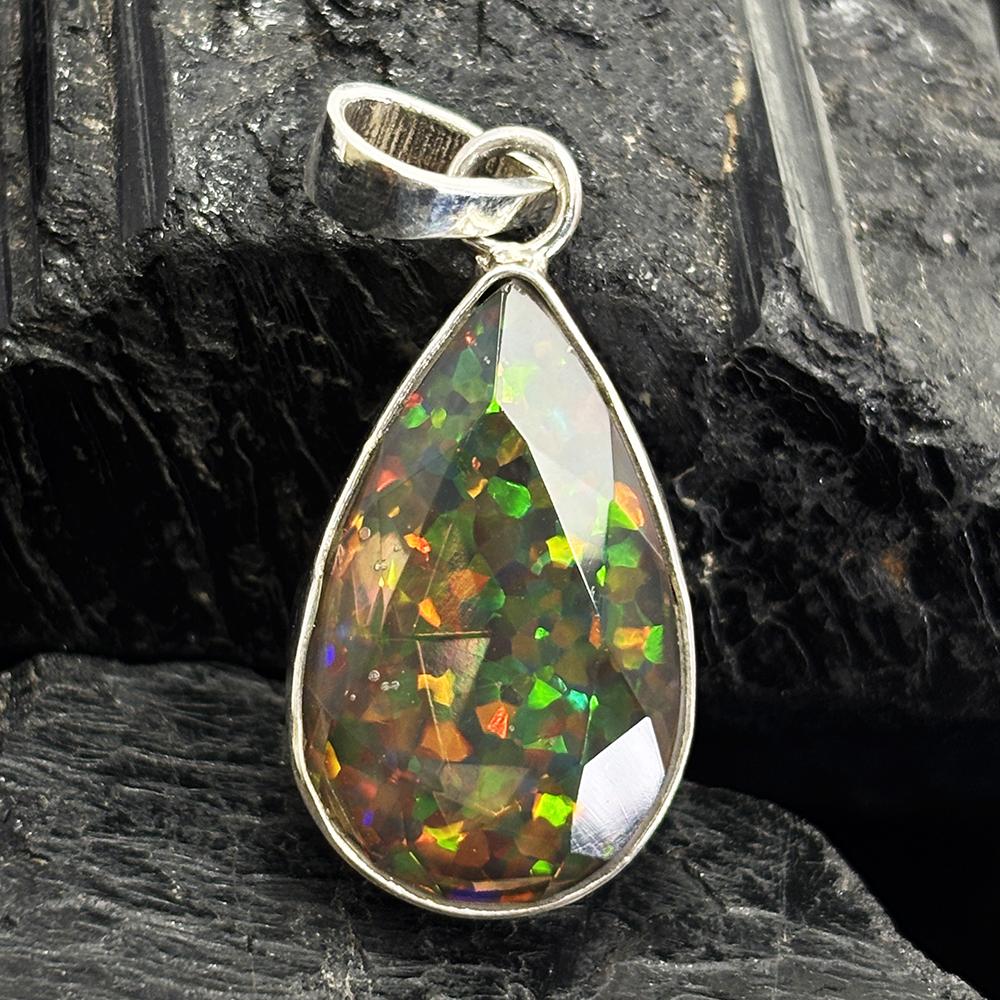 Natural Fire Opal 24 Ct 925 Sterling Silver Pendant Pear Gems For Gift