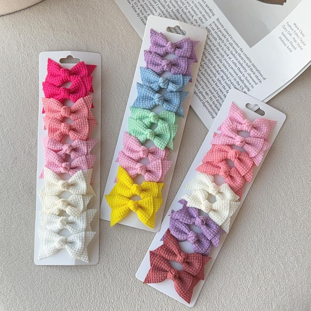 10 шт./компл. новые милые однотонные заколки для волос с бантом и лентой для маленьких девочек, банты ручной работы, шпилька-заколка, головные уборы, детские аксессуары для волос