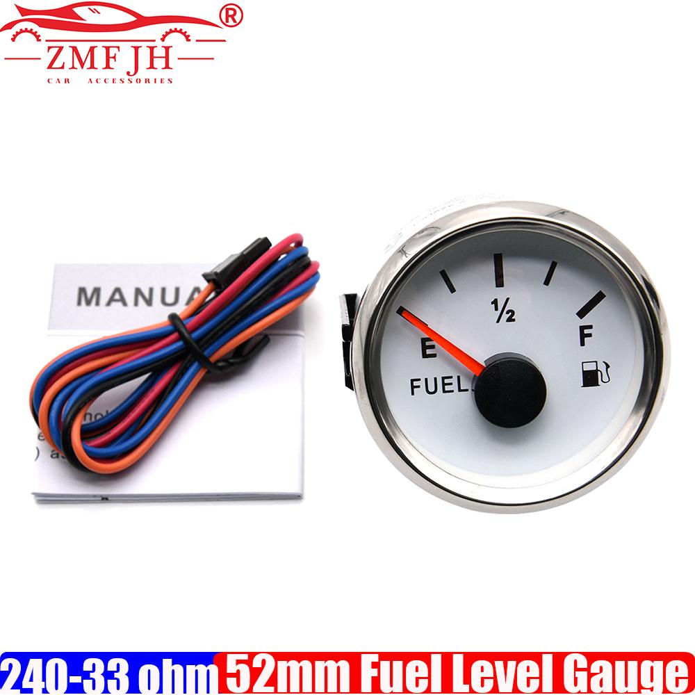 ZMFJH Red Backlight Pointer 2"52MM Fuel Level Gauge 0-190ohm,240-33ohm,0-90ohm Oil Tank Meter Indicator for Car Boat Yacht