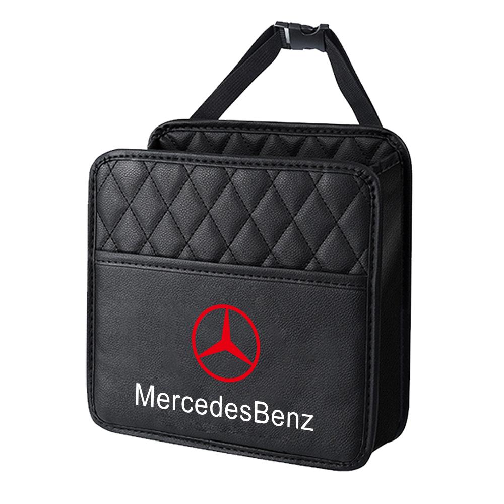Car Emblem Styling Leather Storage Bag Auto Seat Hanging Organizer Accessories For Mercedes Benz AMG W211 W203 GLC GLA GLK Smart