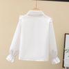 Для малышей, девочки, белая рубашка с длинным рукавом, кружевные топы для девочек, школьная форма, блузка, детская одежда
