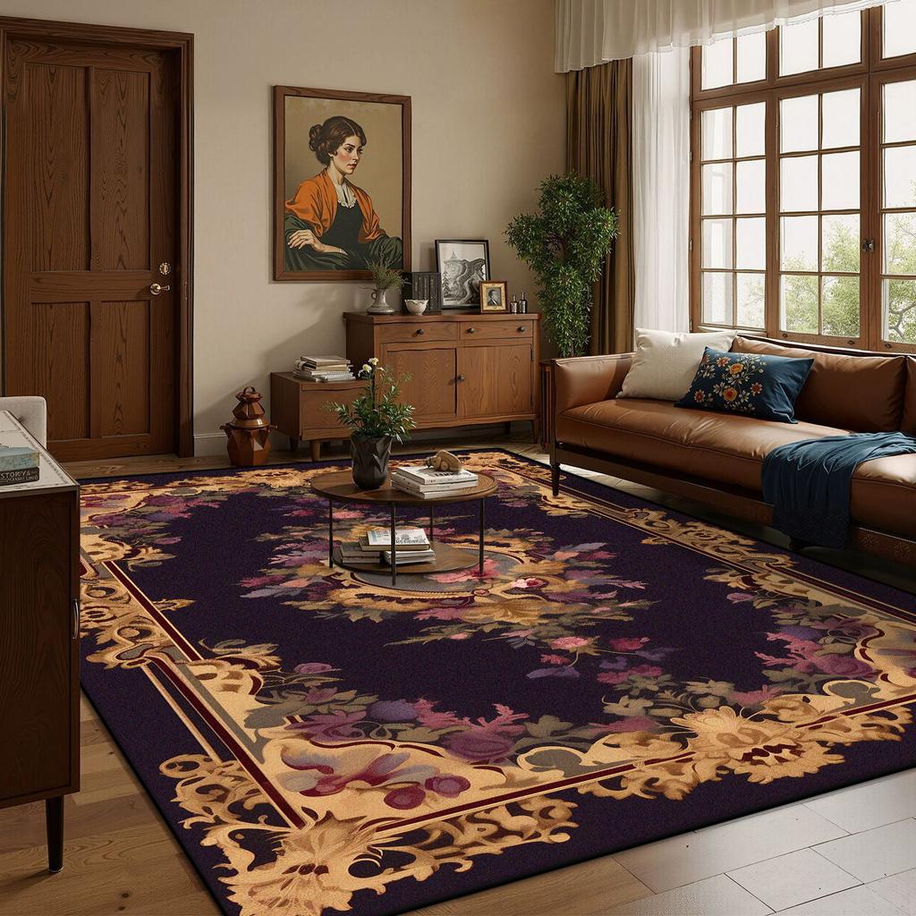 European Style Luxury Home Decoration Living Room Rug Flower Design Antiskid Room Decor Cloakroom Carpet Soft Sofa Table Mat