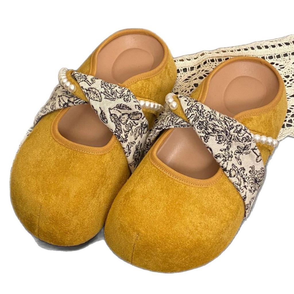 Нежные балетки в стиле феи 2025 года, новый французский ретро-темперамент, элегантные замшевые туфли Мэри Джейн с легким ртом