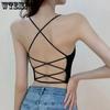 Топ-майка с перекрестными бретелями, красивая спина, без косточек, облегающий грудь, обернутая грудь, жилет на подтяжках в стиле школьницы
