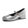 Fashion Spring Autumn Fashion Platform Sequin Buckle Women Mary Jane Shoes Designer New Leather Soft Sole Casual Ladies High Heels