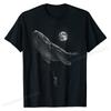 Astronaut Hitching A Ride Moon Stars Whale Outer Space Funny T-Shirt Family Printing T Shirt Cotton Men Tees Printing